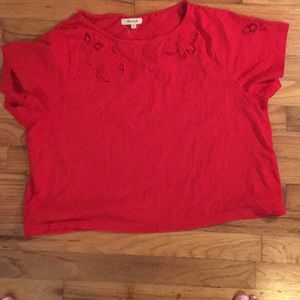 Madewell sz lrg cropped red tee